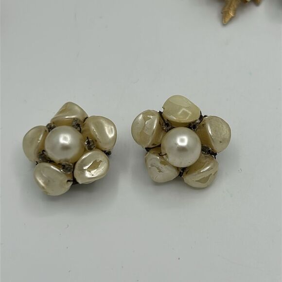 Vintage Earrings – Clip-On Neutral Glam AB Nature - Picture 4 of 14